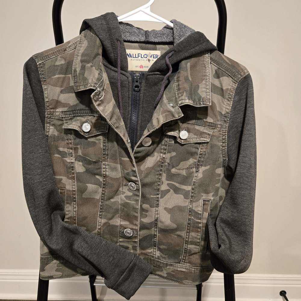 Wallflower Camouflage and Dark Gray Jean Jacket